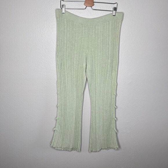 Free People Beach Ribbed Knit Bootcut Pants Slit Side Detail Large - Picture 12 of 12